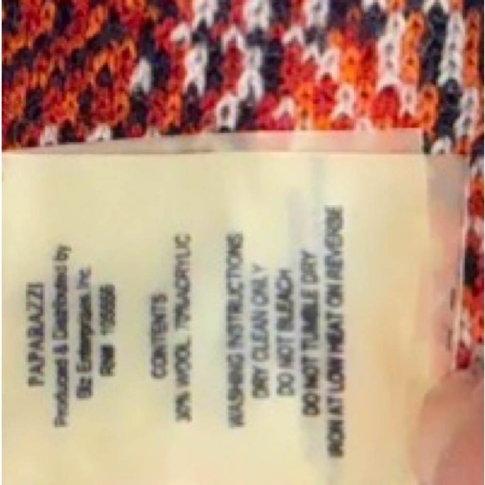 paparazzi Red and Navy Patchwork Knit Cardigan - Picture 11 of 12